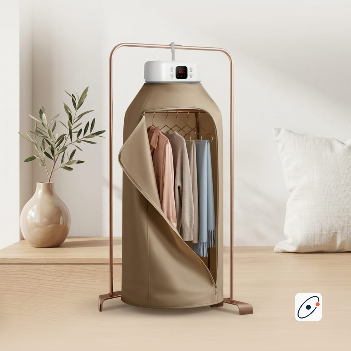 Secadora de Ropa Portátil Plegable con Riel para Ganchos y Pantalla Digital: Secado Rápido y Cuidado Antiarrugas